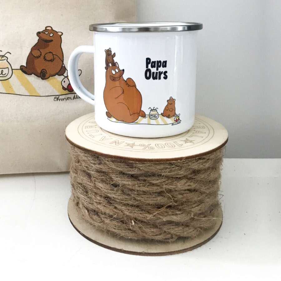 Mug en acier émaillé "Papa Ours"