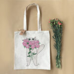 Tote-Bag-Le Chat et ses pivoines