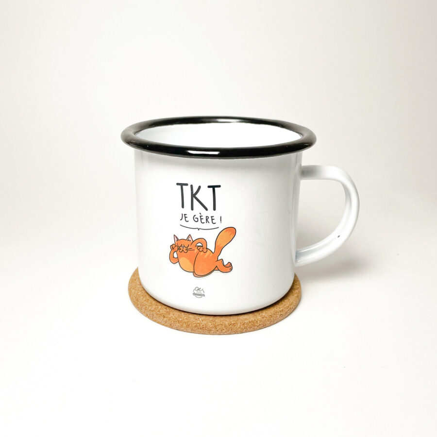 Mug en acier émaillé bords noirs "TKT, je gère" – Image 2