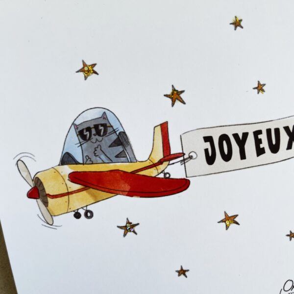 Carte_Anniversaire-Top Cat-zoom paillettes