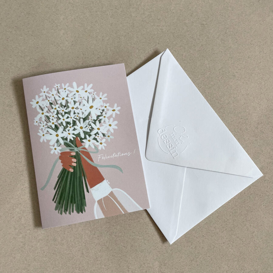 NOUVEAU - Carte Félicitations Mariage "Le Bouquet de la Mariée"