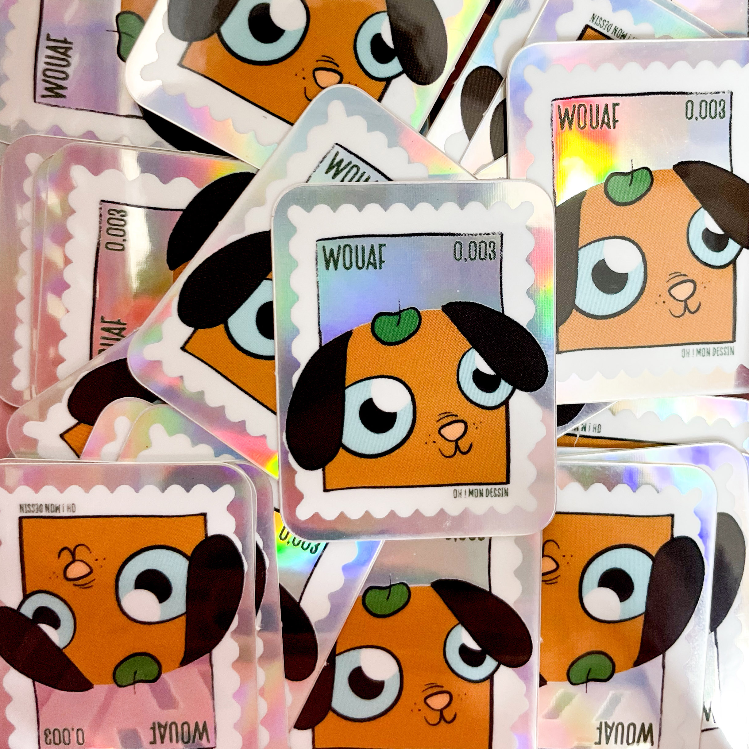 Sticker Holographique Chien - Wouaf