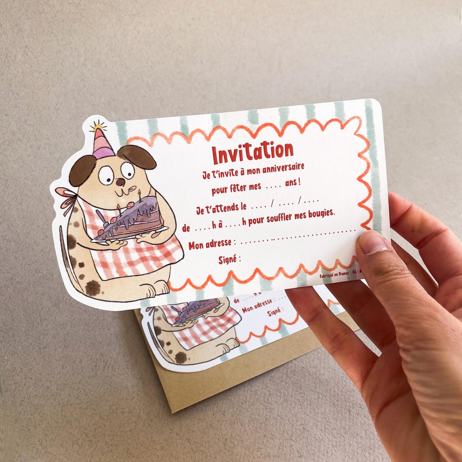 Cartes d’invitation Anniversaire – Chien au gâteau